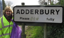 Gill's photo of Adderbury sign cleaned yesterday 3/3/16 - A Clean for Adderbury - Caroline