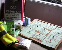 Getting ready for A Clean for Adderbury at the Coach and Horses